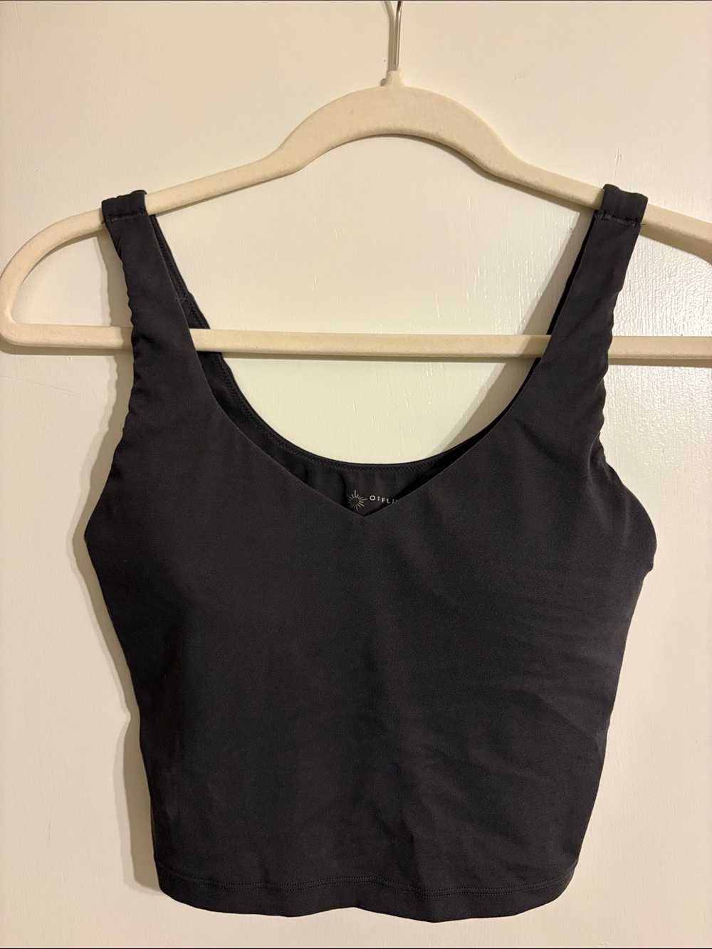aerie Gray V-Neck Crop Tank Top